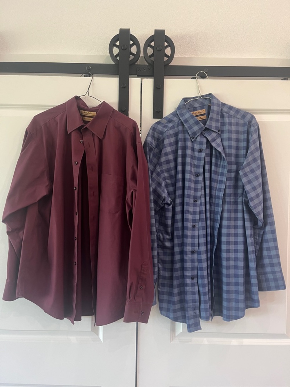 Men's Long-Sleeve Button-Down Shirt - Burgundy Solid